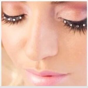 New Forum Eyelashes Glam Black Halloween Accessory Crystal Gems NWT